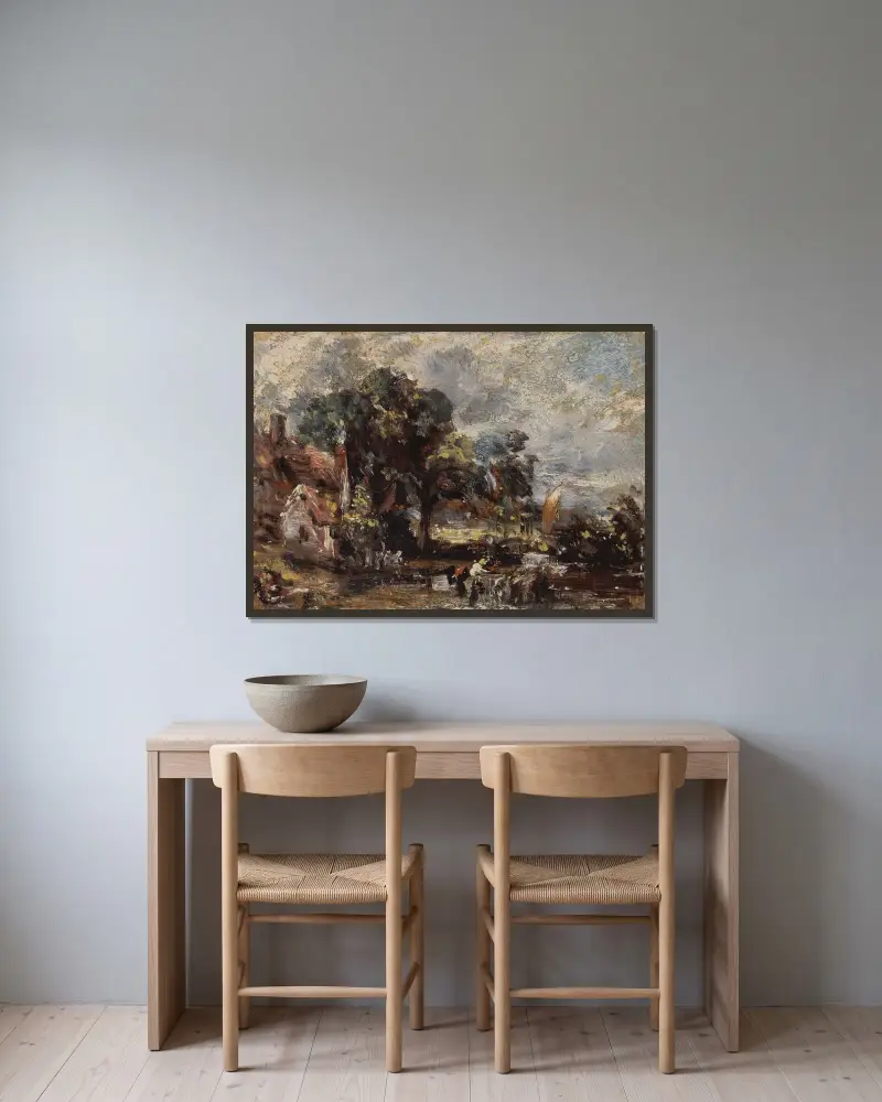 Skica k vozu na seno, John Constable v rámu na stěně