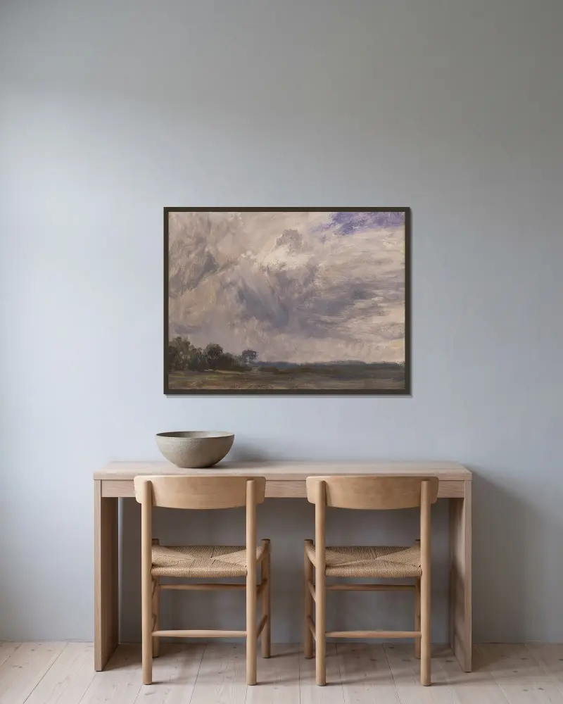 Studie oblohy s mraky, John Constable v rámu na stěně