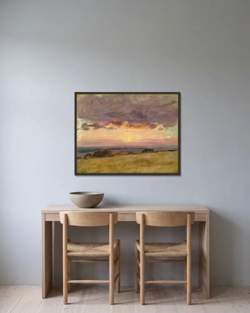 Letní večer s bouřkovými mraky, John Constable v rámu na stěně