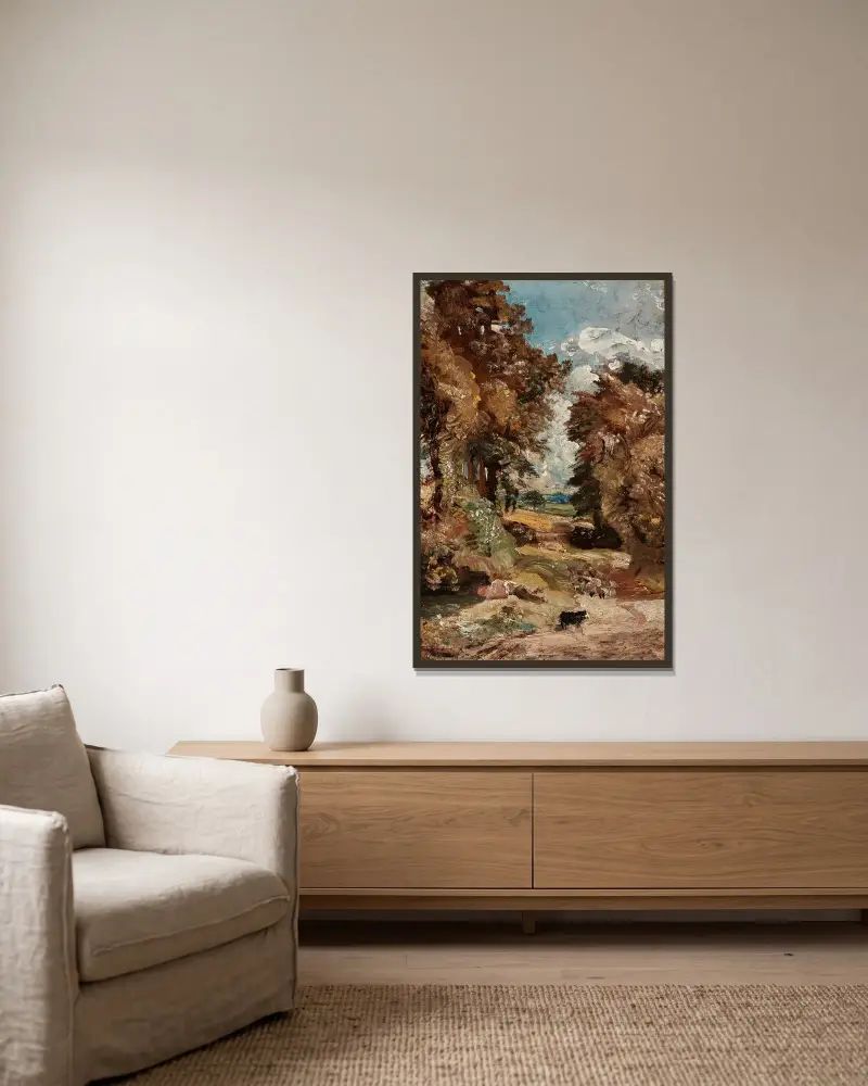 Das Kornfeld von John Constable gerahmt an einer Wand