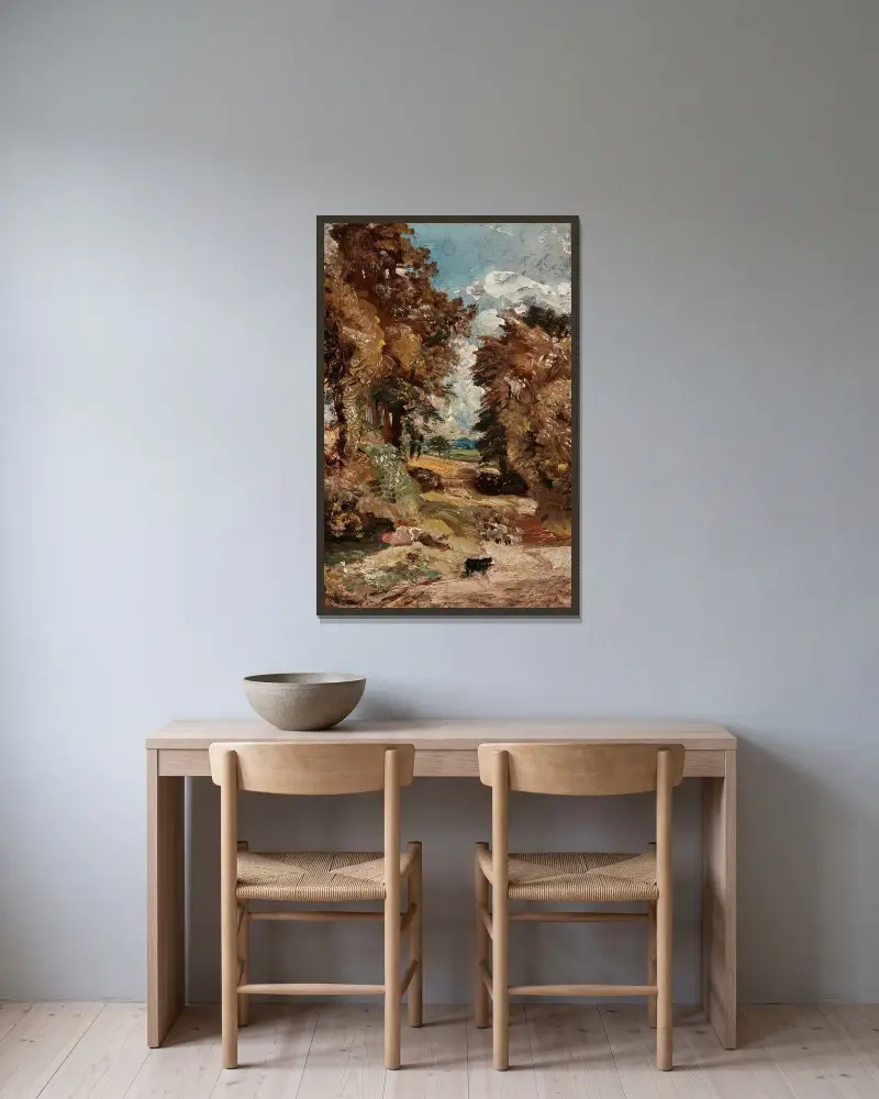 Das Kornfeld von John Constable gerahmt an einer Wand