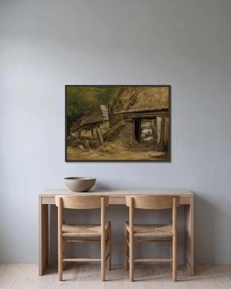 Der alte Mühlenschuppen, Dedham von John Constable gerahmt an einer Wand