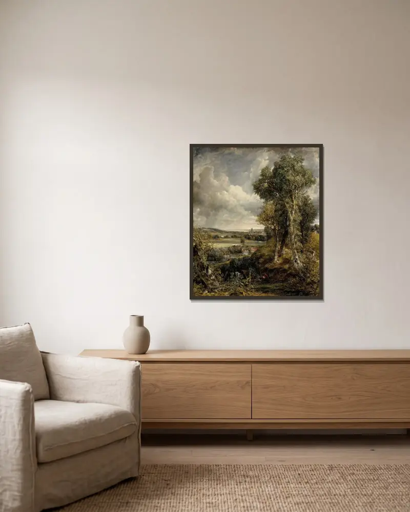 Das Tal von Dedham von John Constable gerahmt an einer Wand