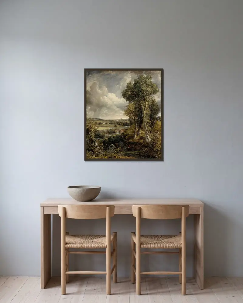 Das Tal von Dedham von John Constable gerahmt an einer Wand