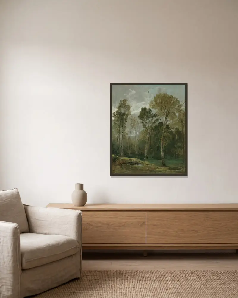 Pohled na hájek, John Constable v rámu na stěně