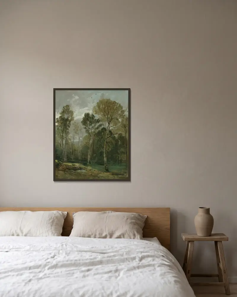 Pohled na hájek, John Constable v rámu na stěně
