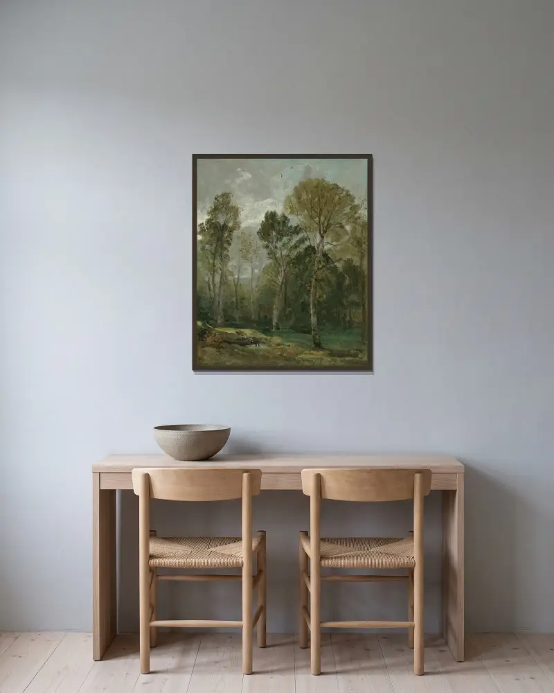 Pohled na hájek, John Constable v rámu na stěně
