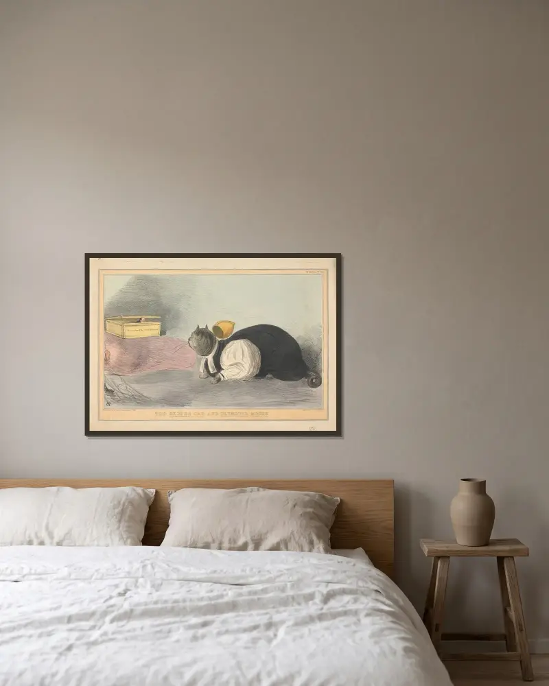 The Exeter Cat and Plymouth Mouse av John Doyle inramad på en vägg