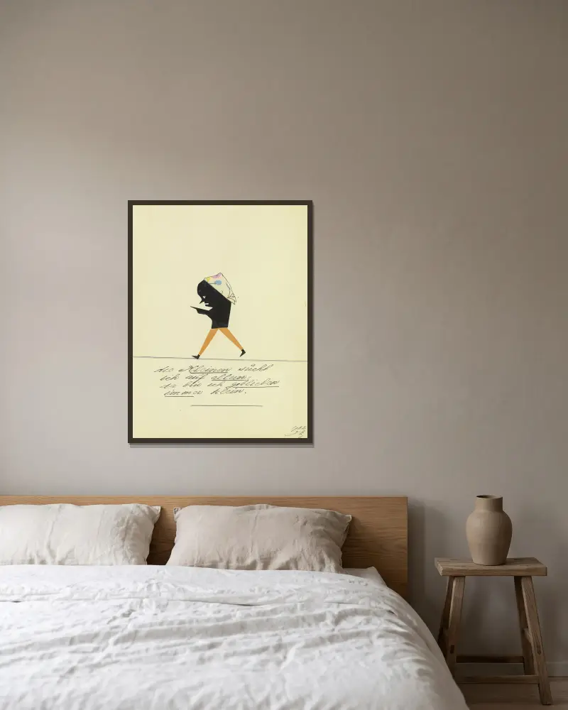 ‘Die Kleinen sucht ich auf allein …’ av John Elsas inramad på en vägg