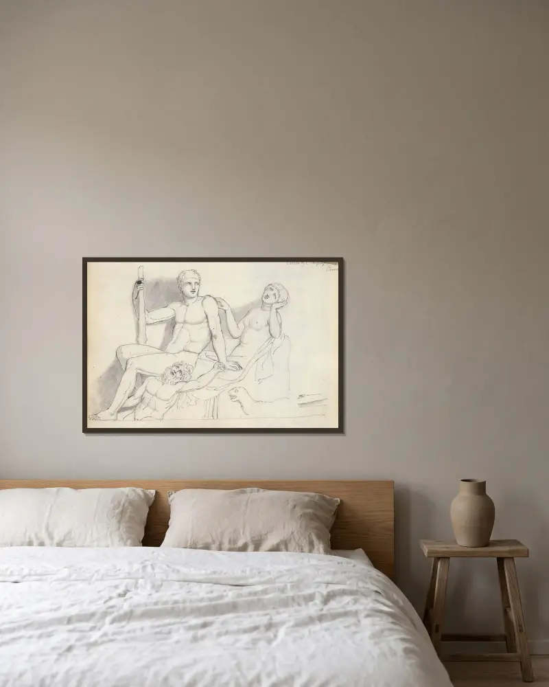Bacchisk scen, Palazzo Naro, Rom av John Flaxman inramad på en vägg