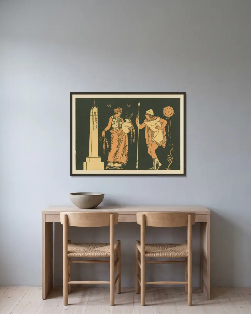 Electra and Orestes av John Flaxman inramad på en vägg