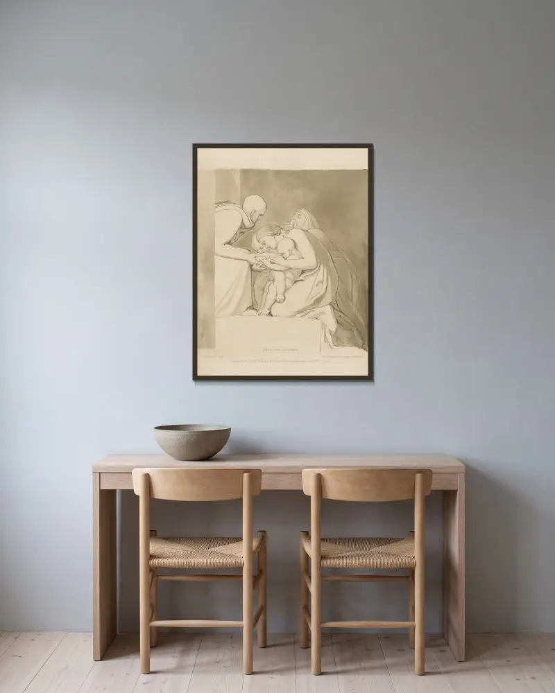 Nasytte hladové, John Flaxman v rámu na stěně