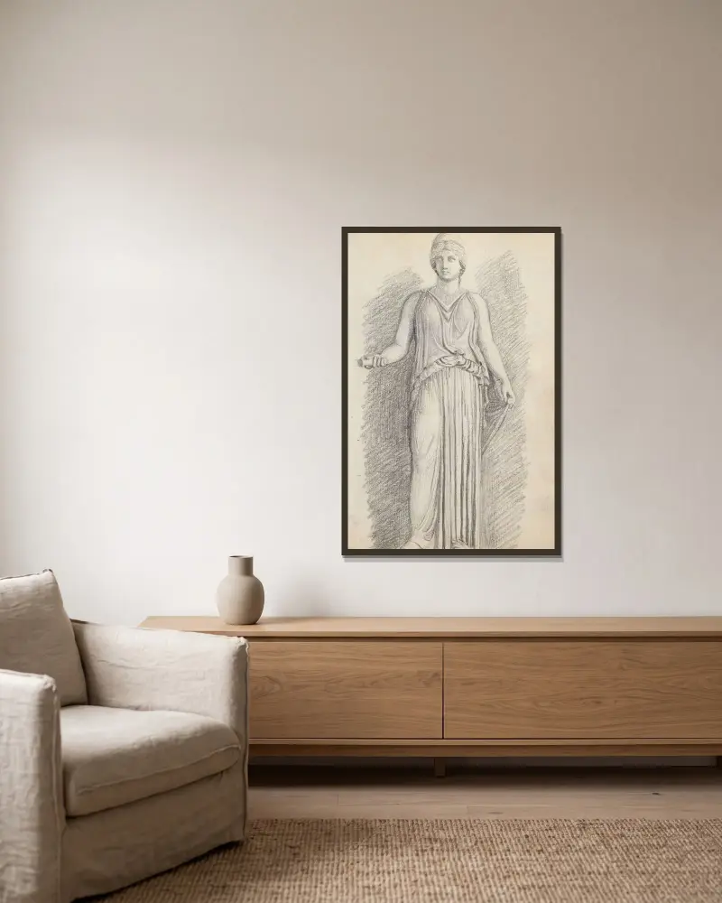 Minerva, Palazzo Giustiniani, Rome av John Flaxman inramad på en vägg