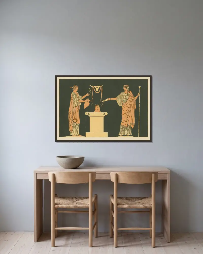 Offer till de döda av John Flaxman inramad på en vägg