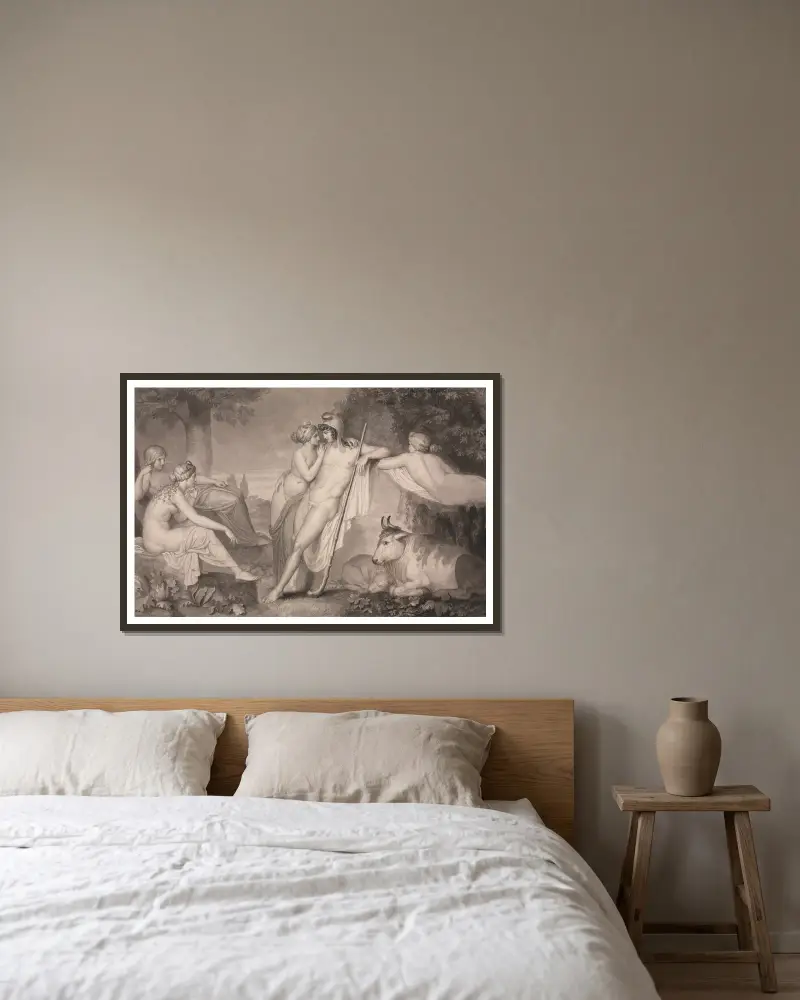 Paris und Oinone von John Flaxman gerahmt an einer Wand