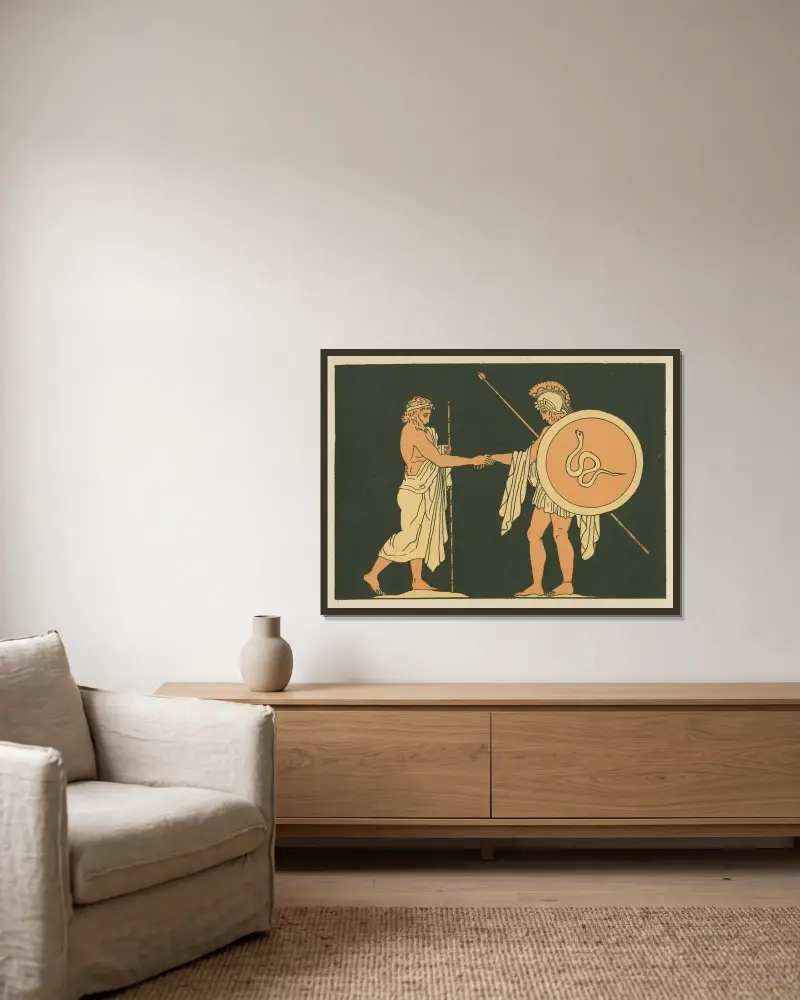 Pelias sänder ut Jason av John Flaxman inramad på en vägg