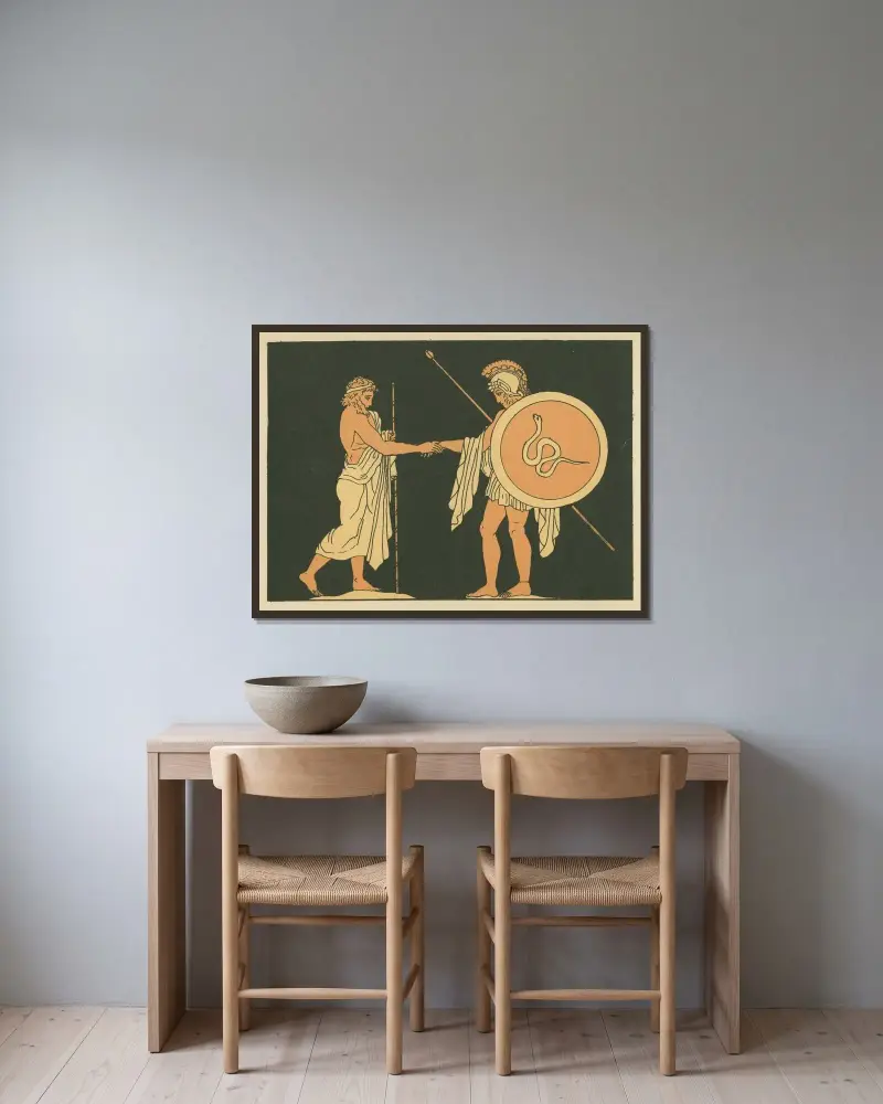 Pelias sänder ut Jason av John Flaxman inramad på en vägg