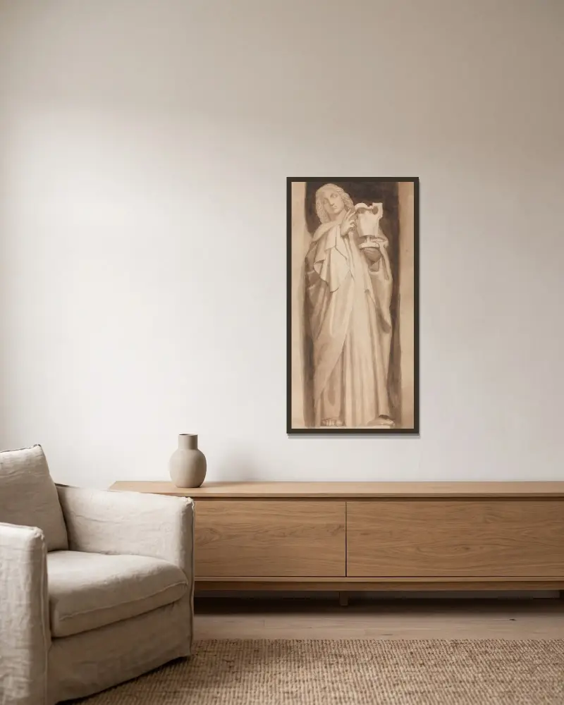 Sankt Johannes evangelisten av John Flaxman inramad på en vägg