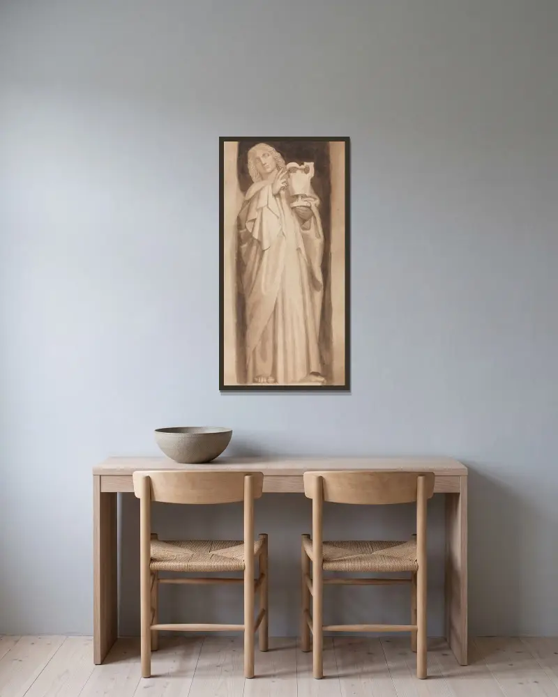 Sankt Johannes evangelisten av John Flaxman inramad på en vägg