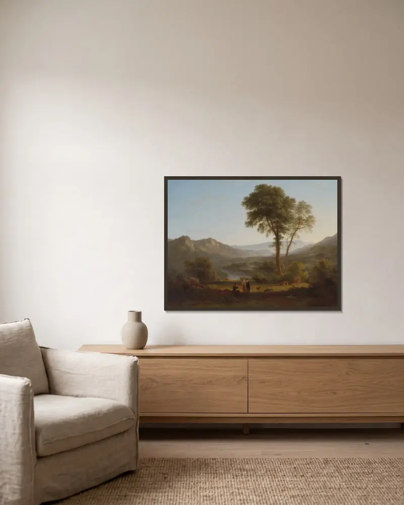 Bei Matlock, aufsteigender Nebel von John Glover gerahmt an einer Wand