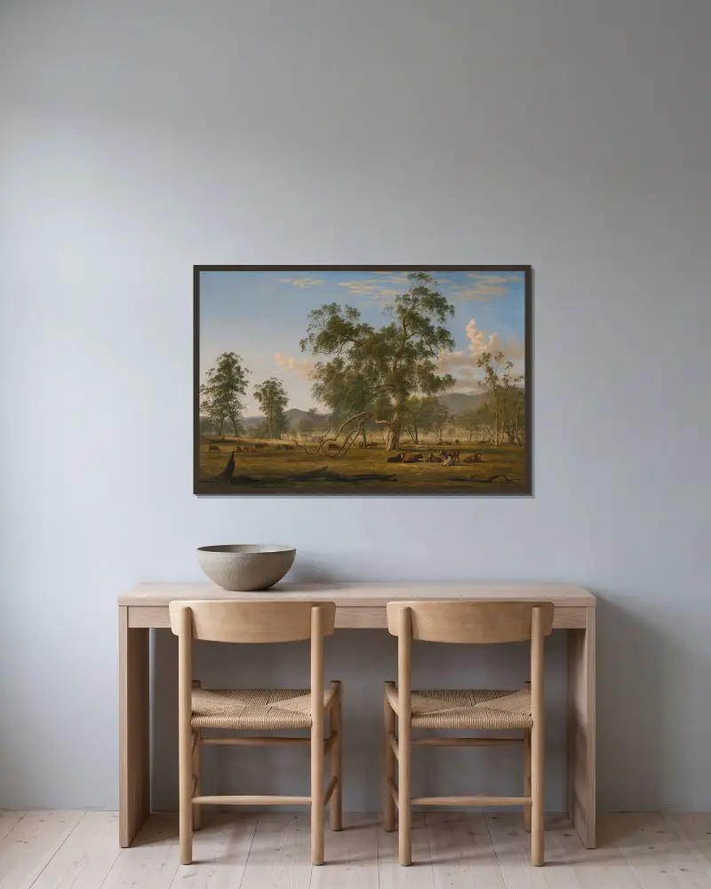 Landschaft bei Patterdale mit Vieh von John Glover gerahmt an einer Wand