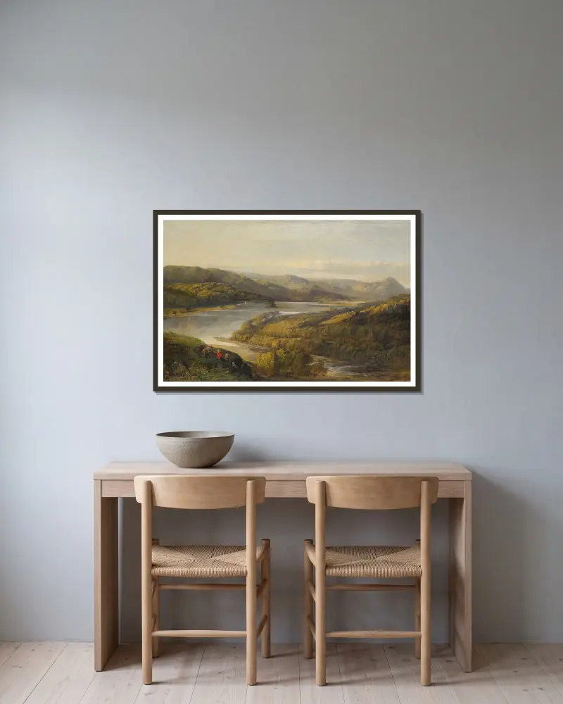 Blick über den Grasmere Lake, vom Loughrigg Fell, Cumbria von John Glover gerahmt an einer Wand