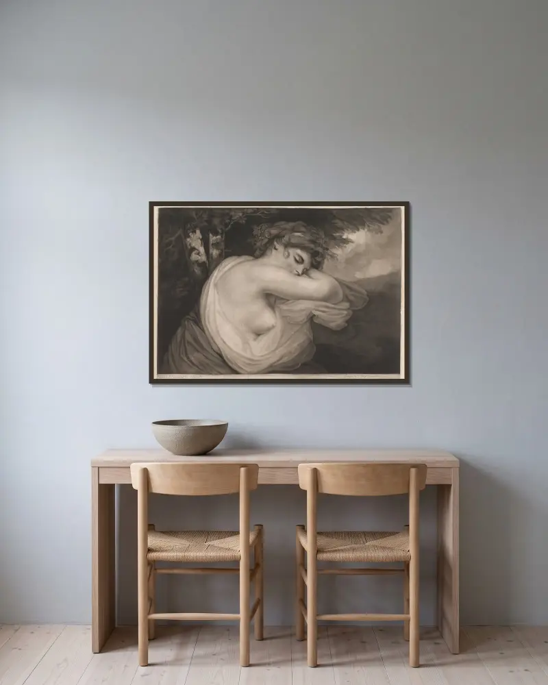 Spící bakchantka, John Hoppner v rámu na stěně