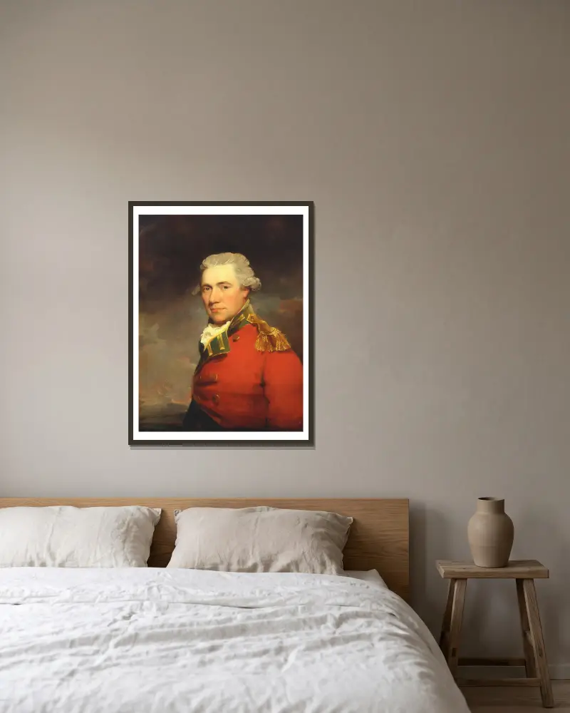 An Unknown British Officer, Probably of 11th (North Devonshire) Regiment of Foot, c.1800 av John Hoppner inramad på en vägg