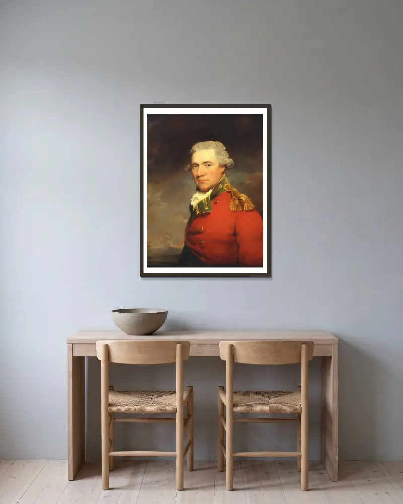 An Unknown British Officer, Probably of 11th (North Devonshire) Regiment of Foot, c.1800 av John Hoppner inramad på en vägg
