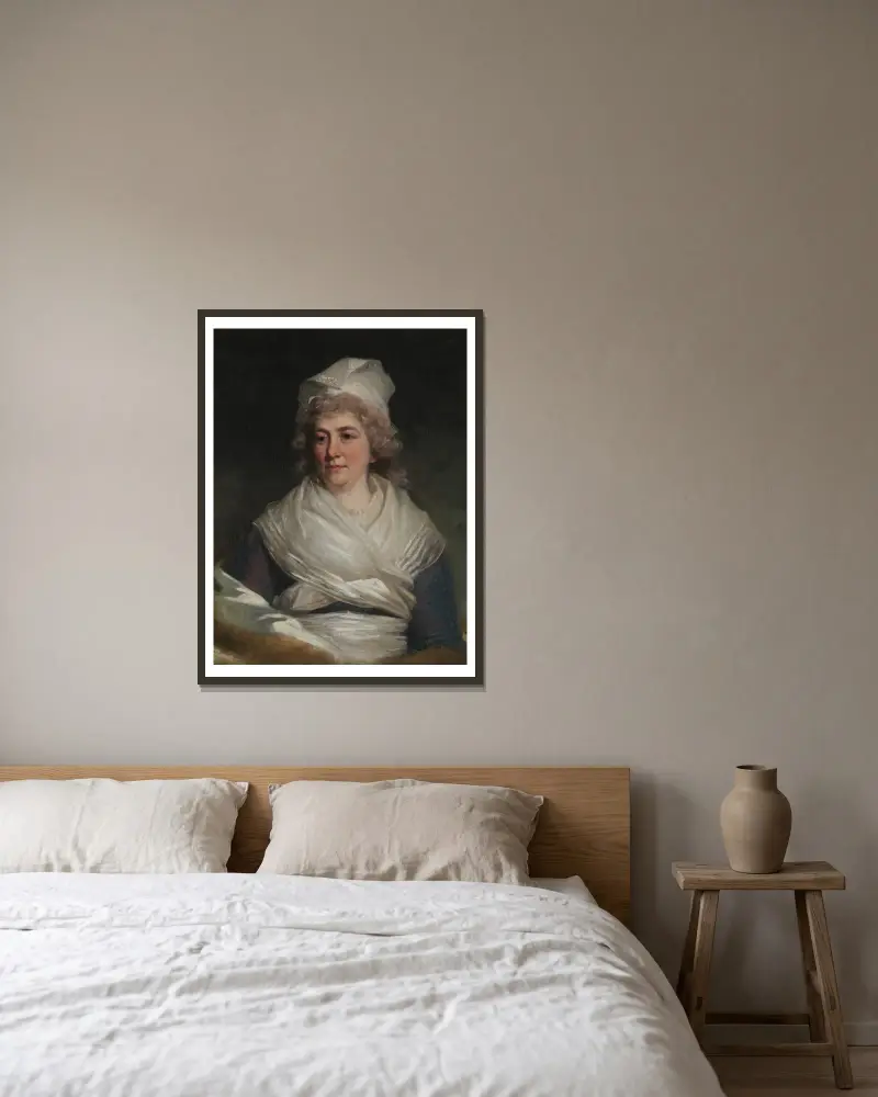 Mrs. Richard Bache (Sarah Franklin, 1743–1808) von John Hoppner gerahmt an einer Wand