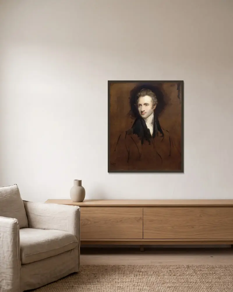 Porträtt av en gentleman av John Hoppner inramad på en vägg