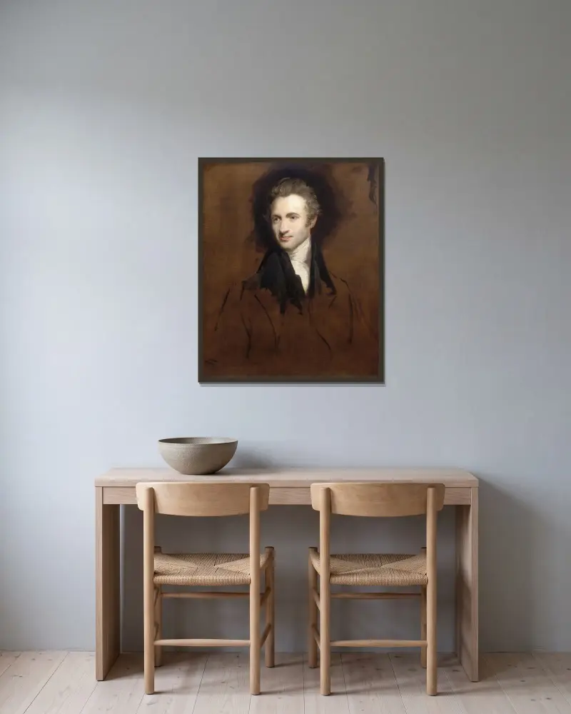 Porträtt av en gentleman av John Hoppner inramad på en vägg
