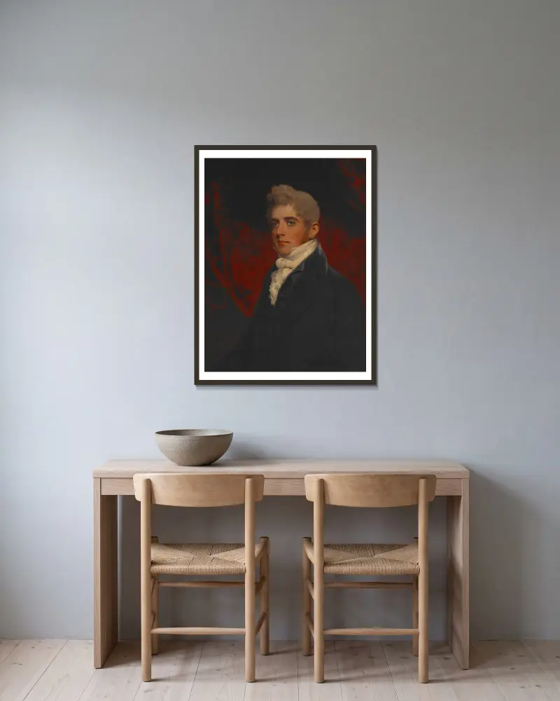 Portrait of William Inigo Jones av John Hoppner inramad på en vägg