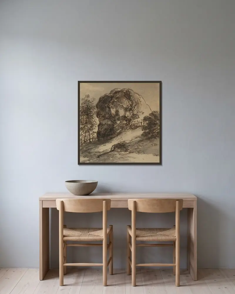 Studie mohutné skály, John Hoppner v rámu na stěně