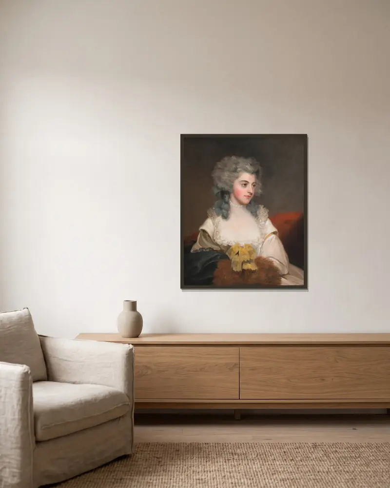 Susannah Edith, Lady Rowley av John Hoppner inramad på en vägg
