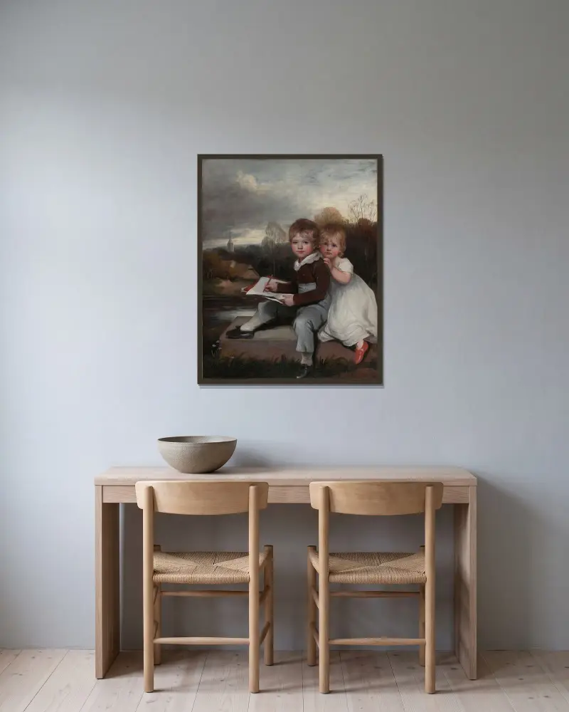 The Bowden Children av John Hoppner inramad på en vägg