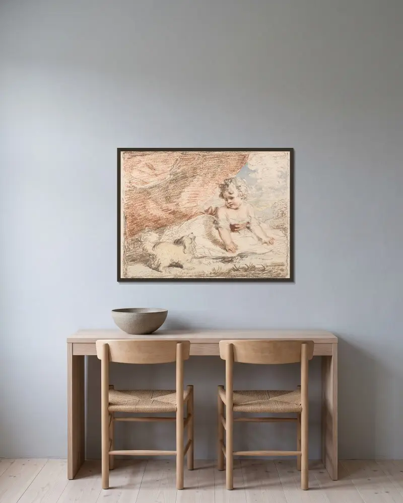 Malé dítě s klínovým psíkem, John Hoppner v rámu na stěně