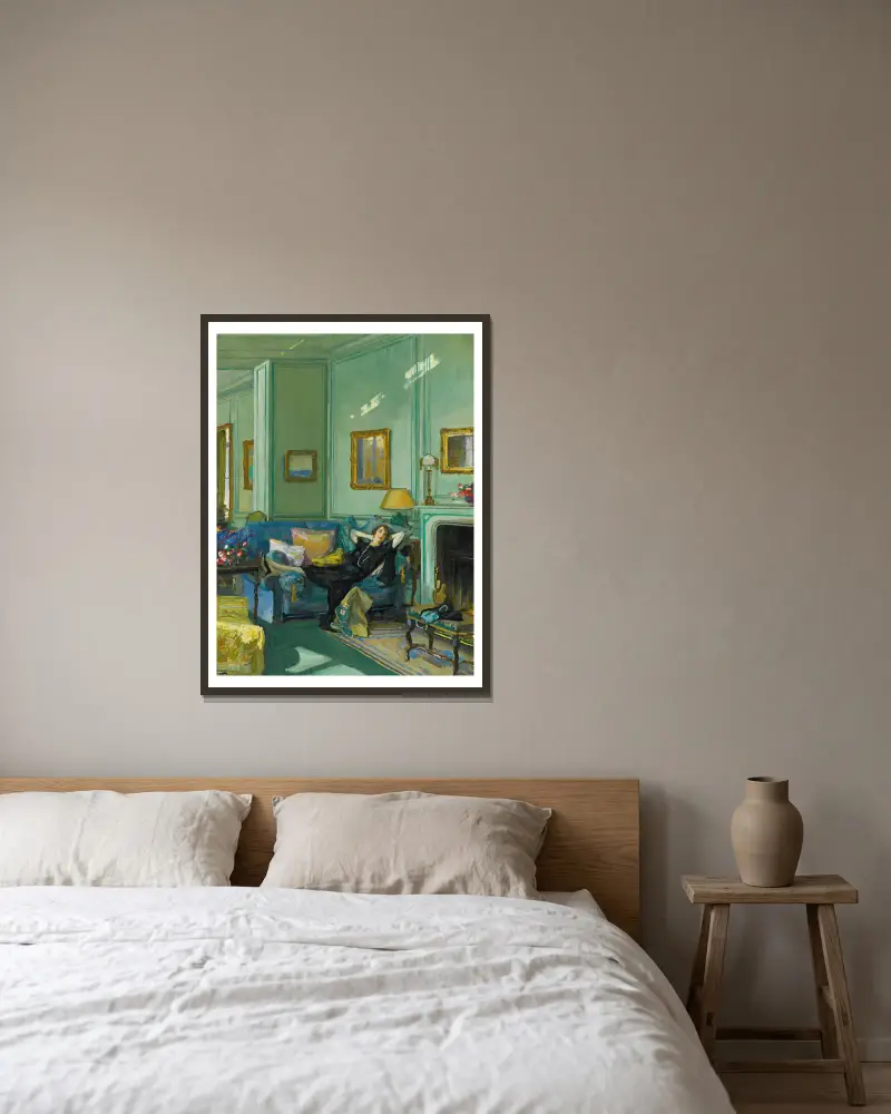 Mrs. Osler, Sir John Lavery v rámu na stěně