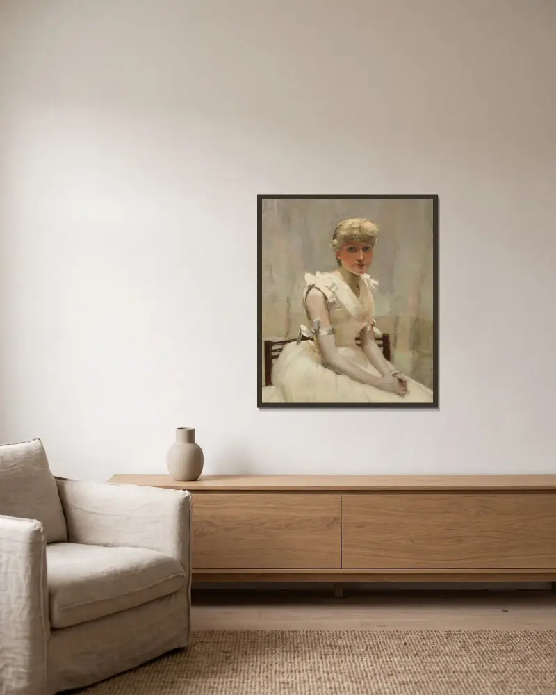 Bildnis einer jungen Dame von Sir John Lavery gerahmt an einer Wand