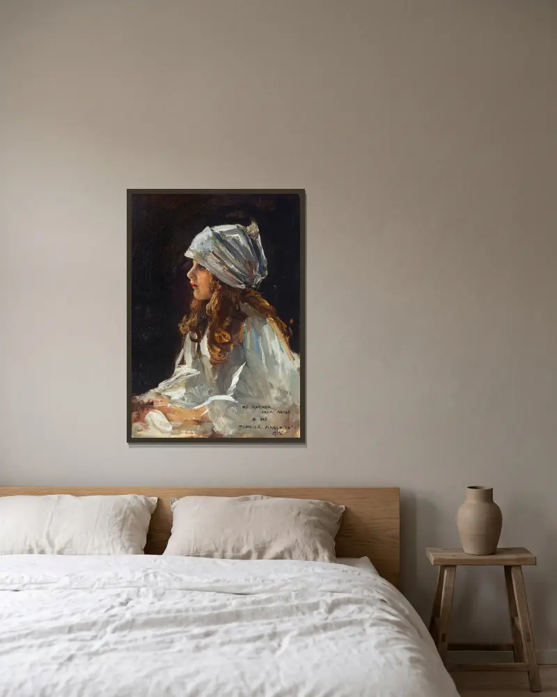 Porträtt av konstnärens dotter Alice av Sir John Lavery inramad på en vägg
