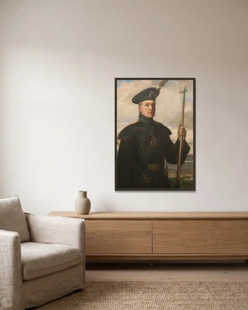 Sir Patrick Ford in the uniform of a Royal Archer av Sir John Lavery inramad på en vägg