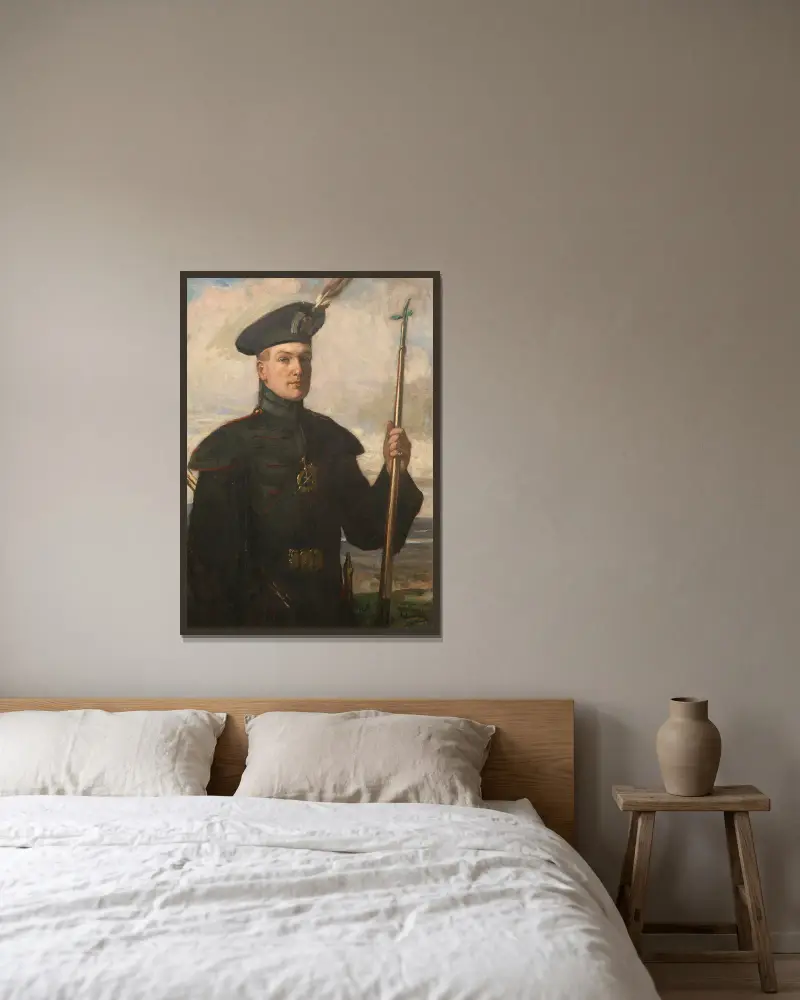 Sir Patrick Ford in the uniform of a Royal Archer av Sir John Lavery inramad på en vägg