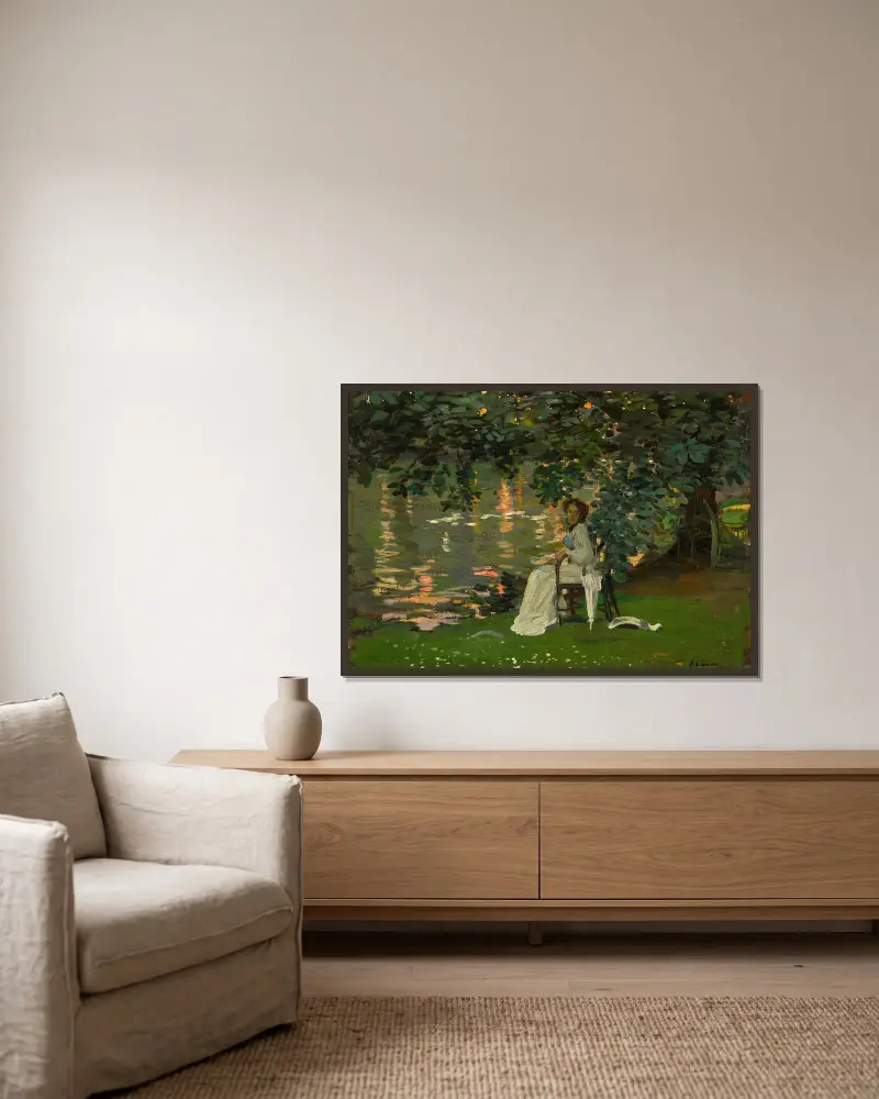 Unter den Bäumen, Ranelagh von Sir John Lavery gerahmt an einer Wand