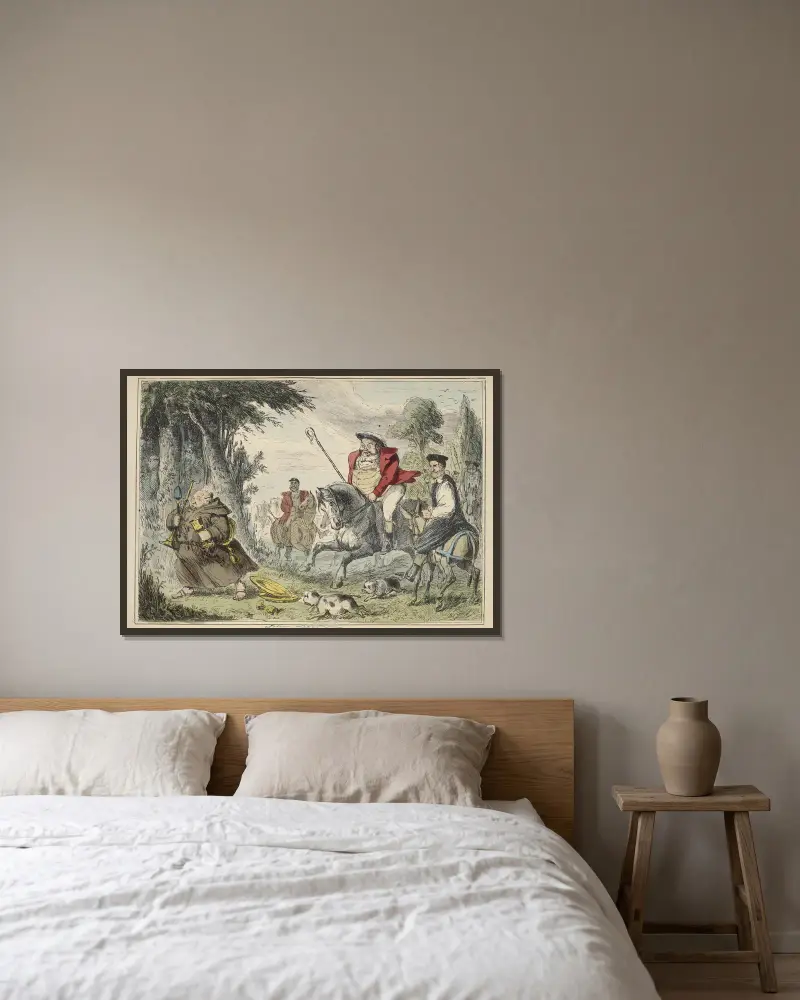 Jindřich VIII. na lovu mnichů, John Leech v rámu na stěně