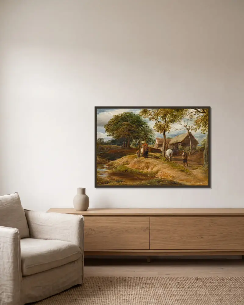 Blick bei Hampstead von John Linnell gerahmt an einer Wand