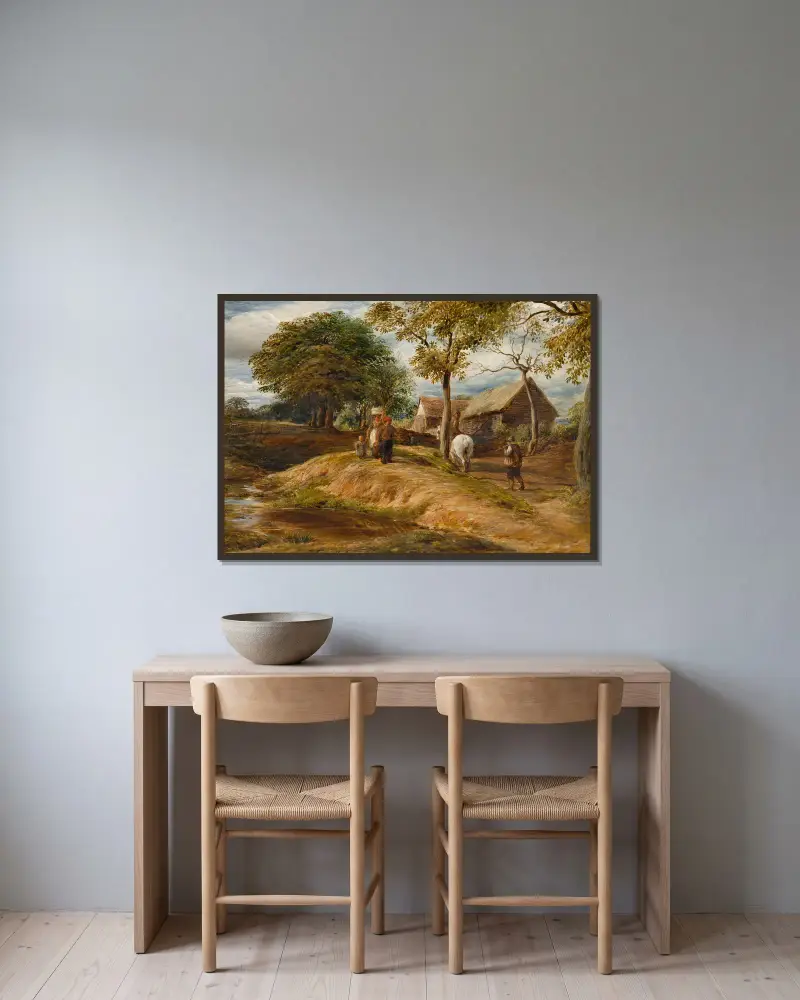 Blick bei Hampstead von John Linnell gerahmt an einer Wand