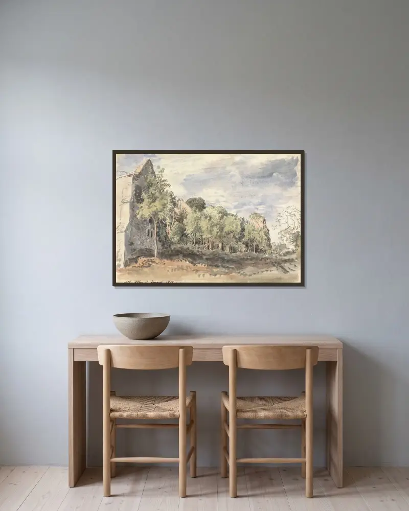 Netley Abbey av John Linnell inramad på en vägg