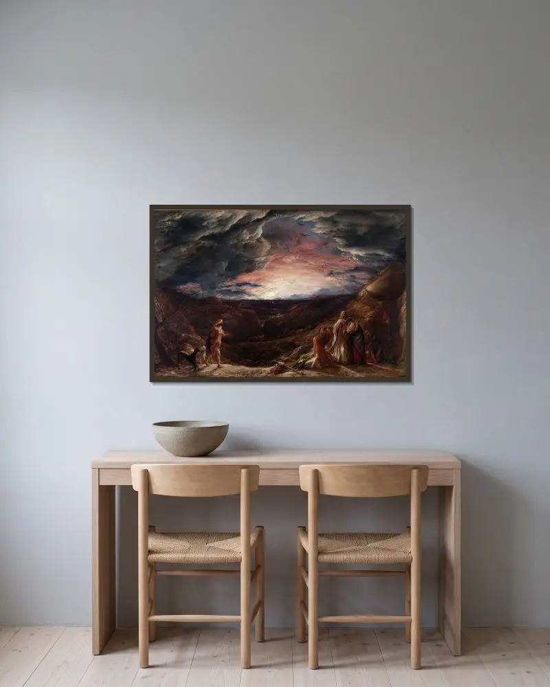 Noah, The Eve of the Deluge av John Linnell inramad på en vägg
