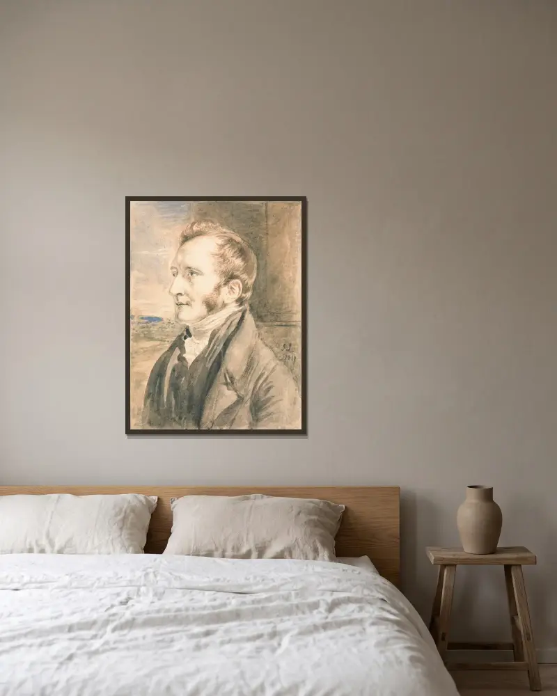 Portrait of a Man av John Linnell inramad på en vägg