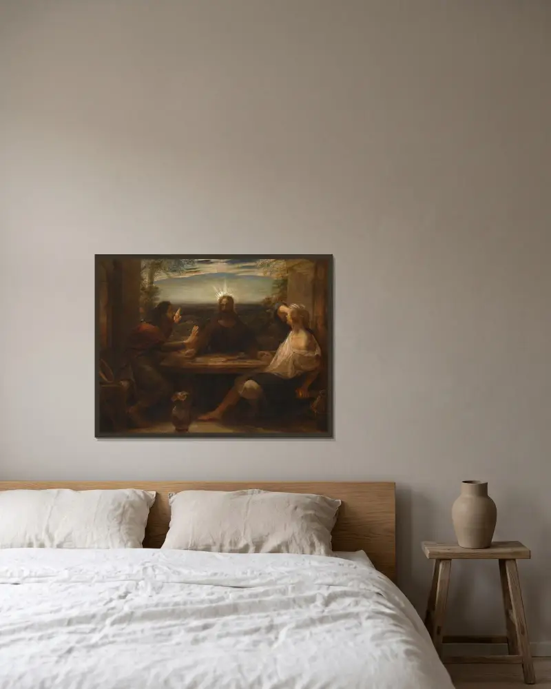Måltiden i Emmaus av John Linnell inramad på en vägg